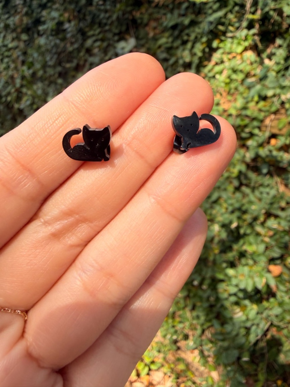 Black Cat Enamel Stud Earrings - Cute Cat Pet Jewelry - Picture 4 of 4